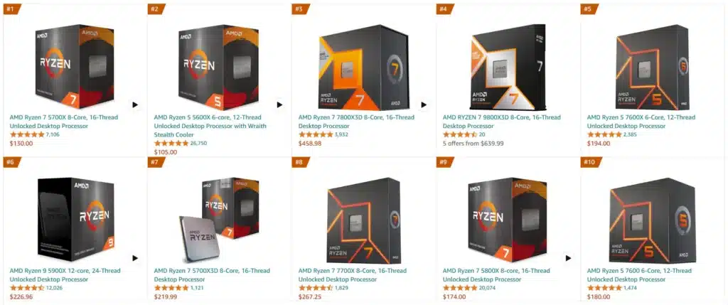 Дванайсетте най-продавани процесора в Amazon са на AMD – червеният екип увеличава неволите на Intel