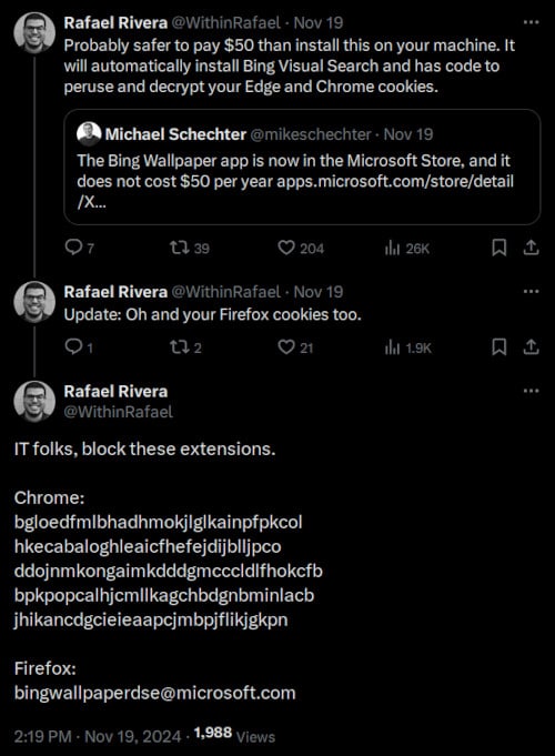 Скритите функции на Microsoft Bing Wallpaper изплашиха потребителите – те наподобяват зловреден софтуер