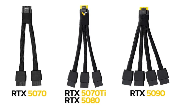 Следващите видеокарти от серията RTX 50 на MSI ще бъдат снабдени с 16-пинови адаптери за захранване с жълт накрайник