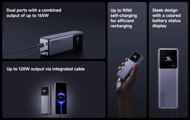 Xiaomi представи леки и компактни 10 000 mAh външни батерии с мощност до 165 W