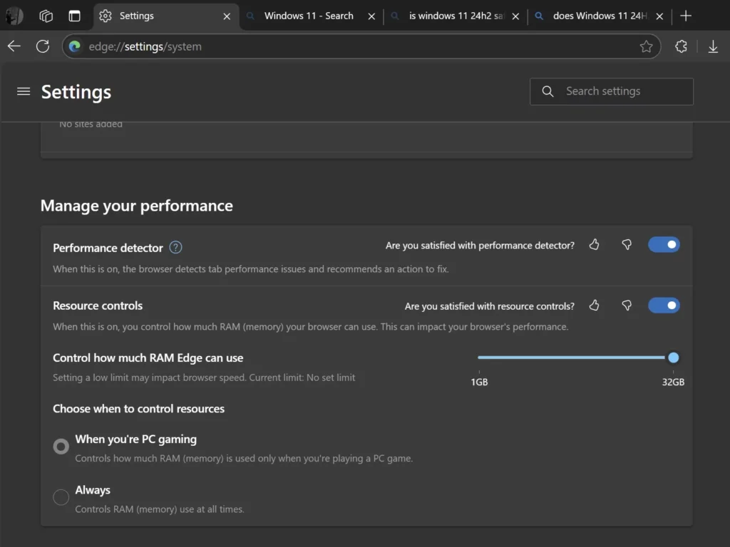 Microsoft Edge вече ви позволява да ограничите обема на използваната памет, докато играете