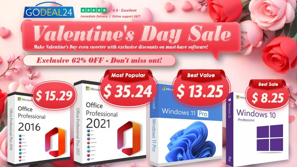 Сладко предложение: Office 2021 Pro за ,24 за целия си живот и Windows 11 Pro на специална цена по случай Свети Валентин!