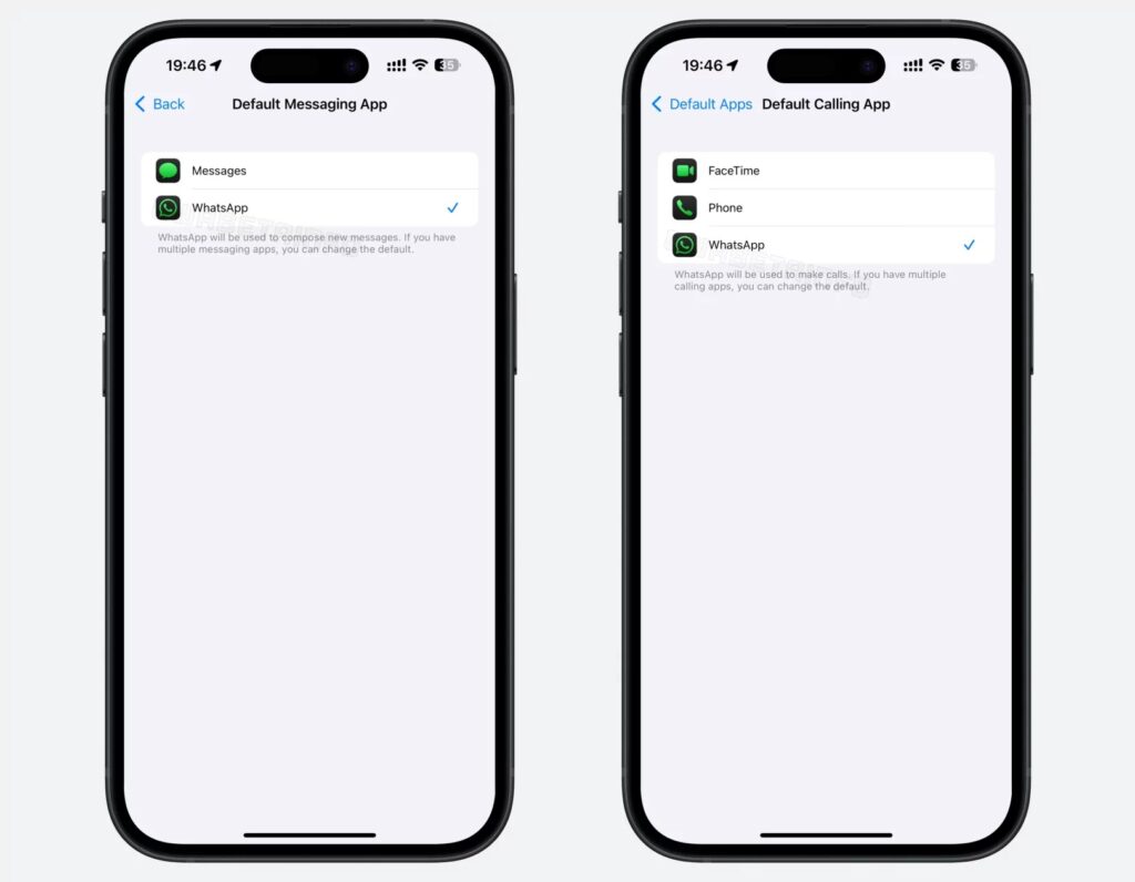 WhatsApp за iPhone вече може да бъде избран като приложение за съобщения и обаждания по подразбиране