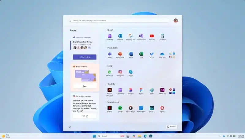 Microsoft показа възможностите за персонализиране на новото старт меню в Windows 11