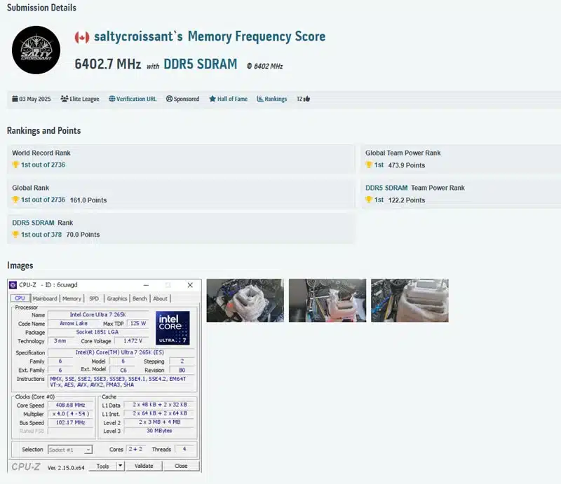 Нов рекорд при овърклок на DDR5 памет до 12 806 MT/s