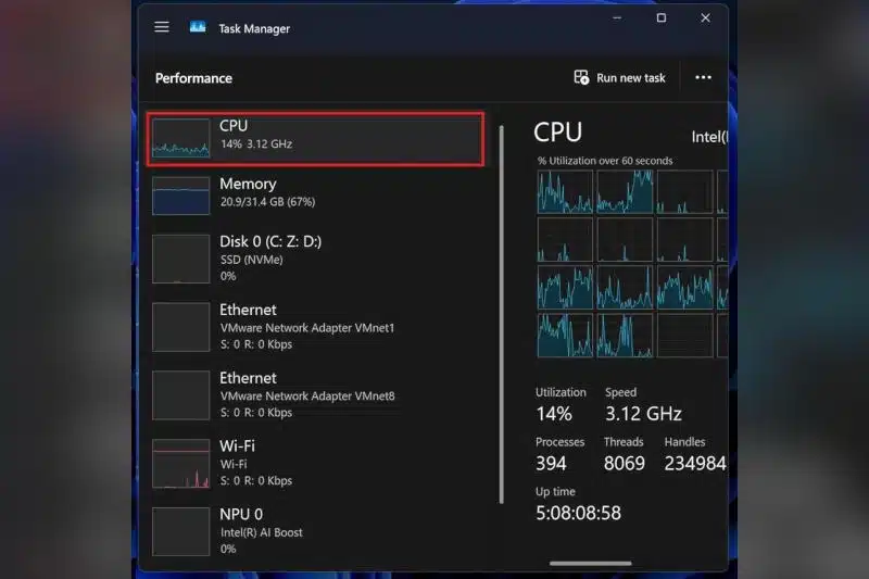 Диспечерът на задачите в Windows 11 24H2 ще започне да показва правилно натоварването на процесора