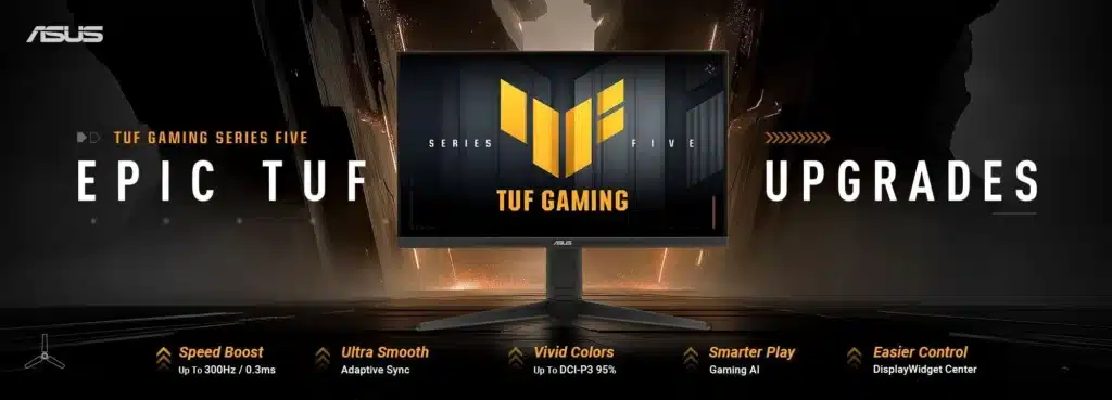 Asus представи серията геймърски монитори TUF Gaming Five: до 34″, до 300 Hz и до WQHD