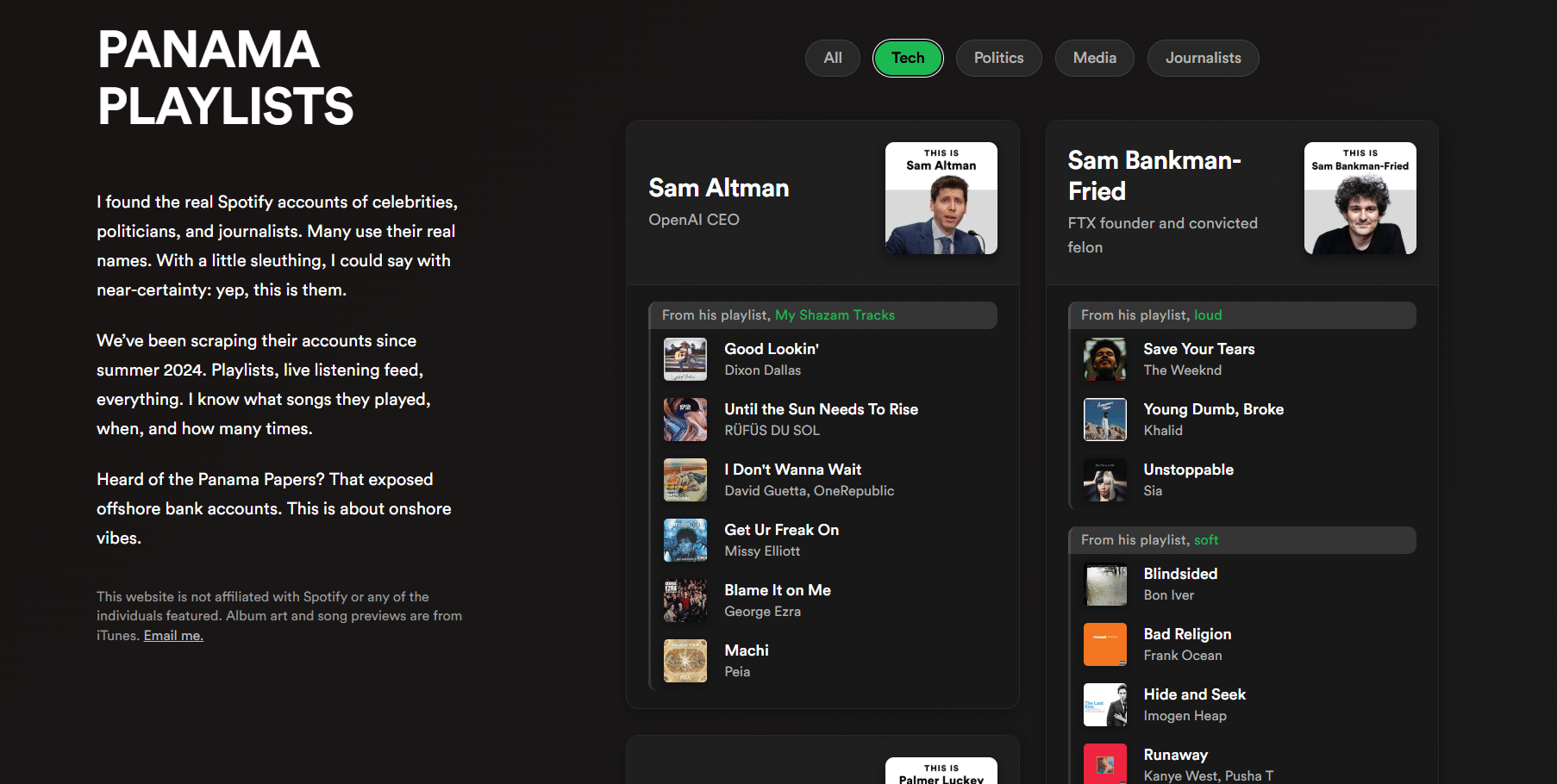 Недостатък в сигурността на данните на Spotify разкри музикалния вкус на знаменитости и политици