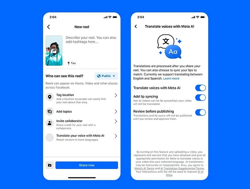 Meta пусна ИИ-дублаж със синхронизация на устните за видеоклиповете в Instagram и Facebook