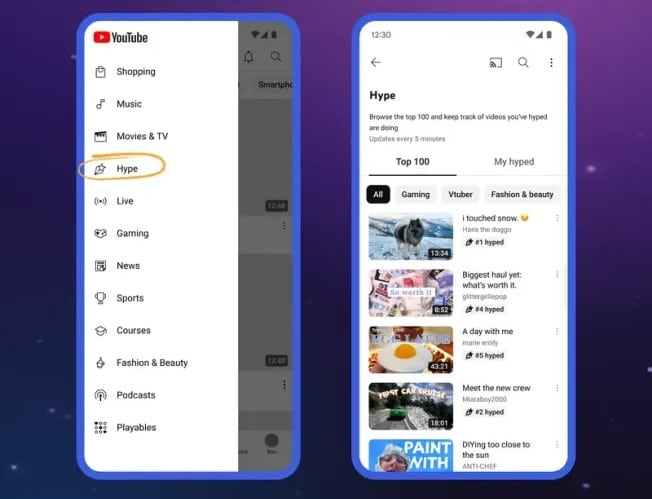 YouTube пусна бутон Hype в 39 държави — зрителите могат да повишават рейтингите на видеоклиповете