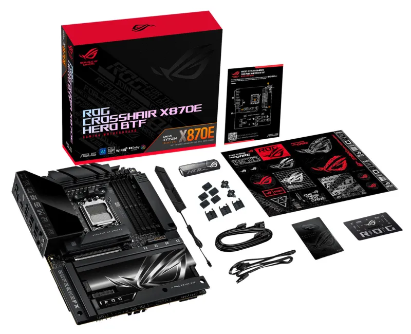 Asus пусна дънната платка ROG Crosshair X870E Hero BTF за “чисти“ компютри без видими кабели