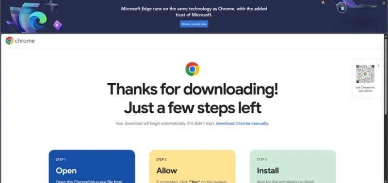 Microsoft стана още по-настоятелен в разубеждаването на хората да инсталират Chrome – вече чрез Bing