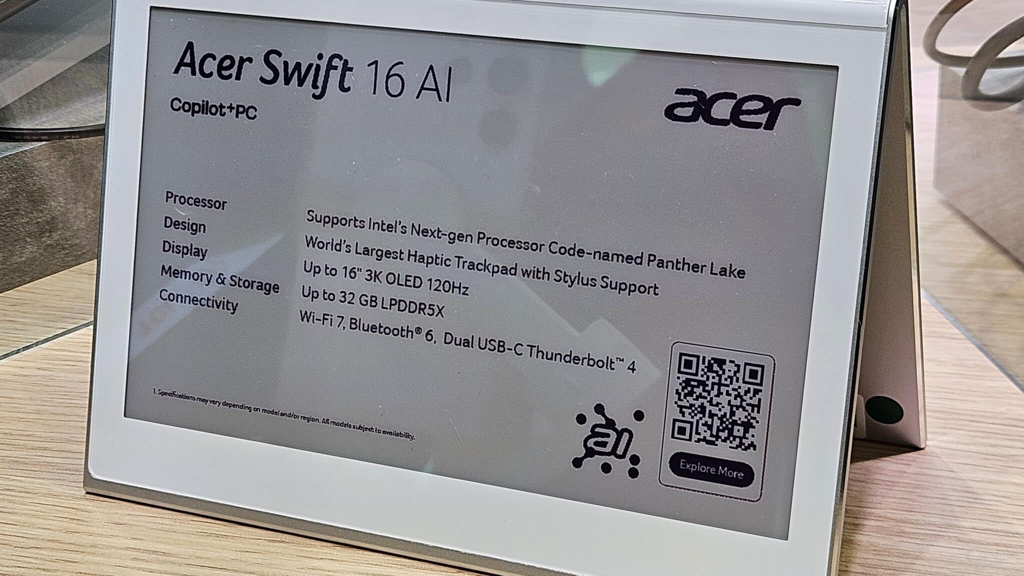 Acer представи Swift 16 AI – първия лаптоп, базиран на Intel Panther Lake с гигантски тъчпад