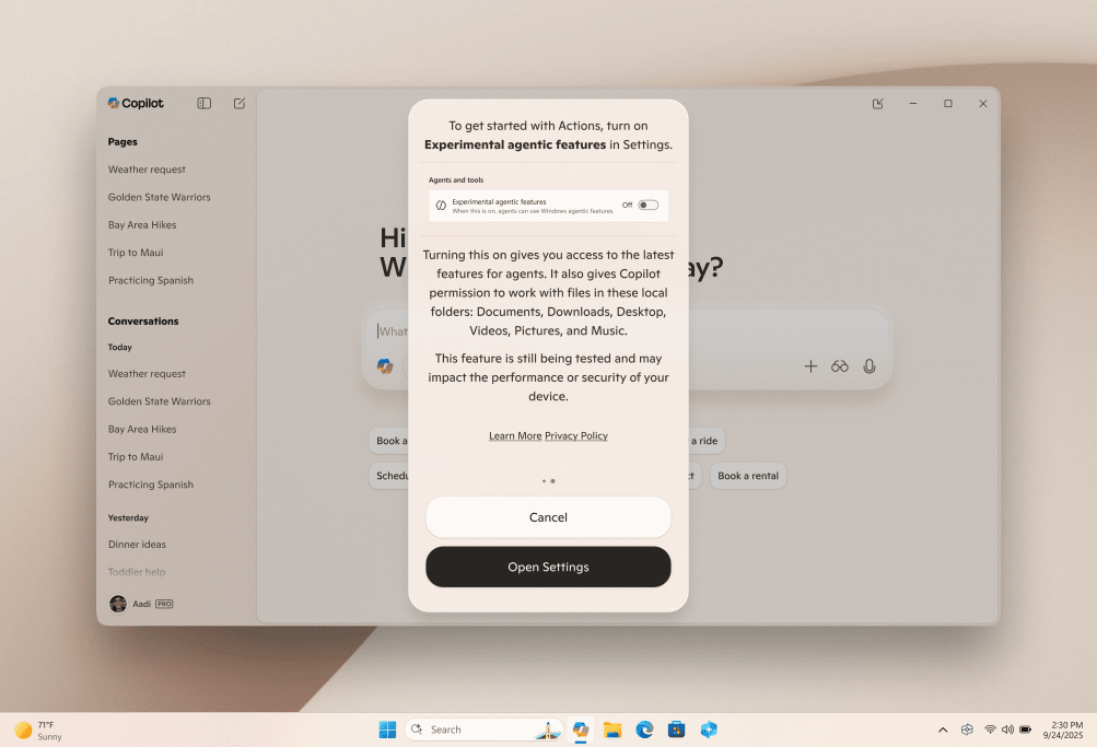 Microsoft тества Copilot AI, който ще може да изпълнява задачи с локалните файлове в Windows 11