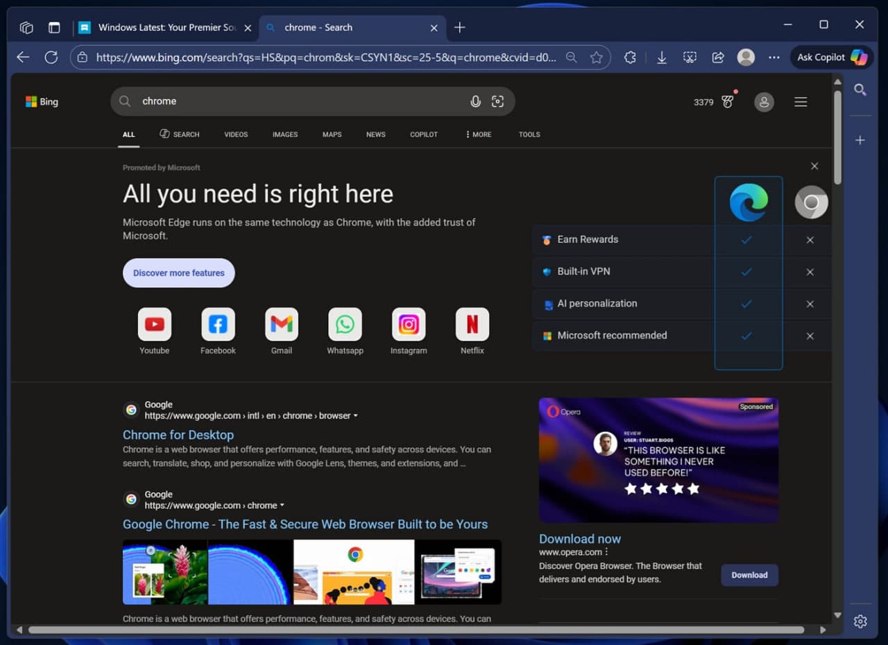 Microsoft “подкупва“ потребителите, предлагайки им до 1300 точки за използване на Edge в Windows 11