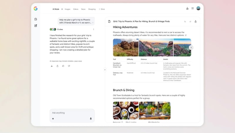 ИИ-търсачката на Google се научи да визуализира маршрутите за планираните пътувания