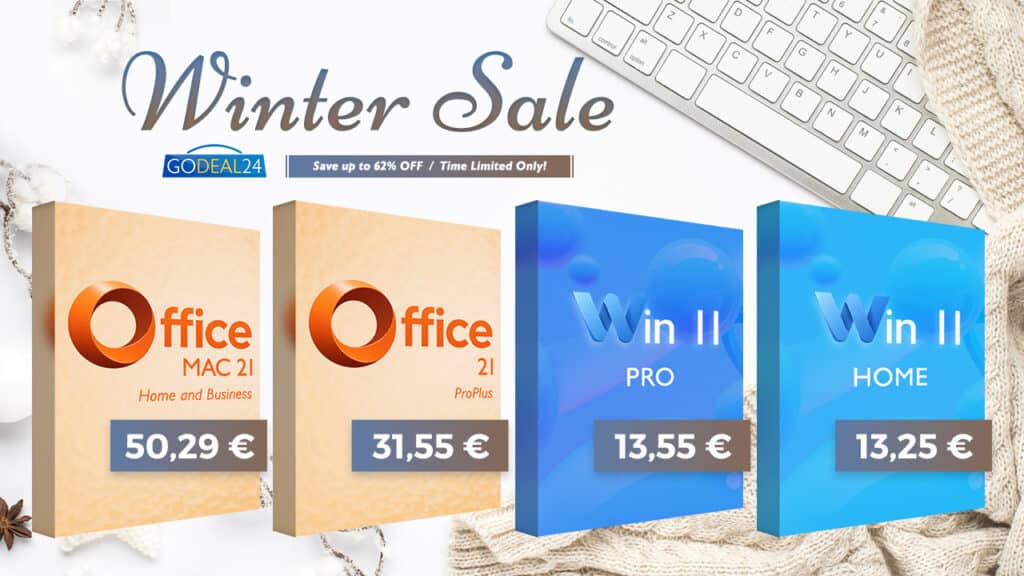 Зимната щура разпродажба на Godeal24: Огромни отстъпки за Office и Windows лицензи! Доживотен Office 2021 Pro само за 31,55 €!