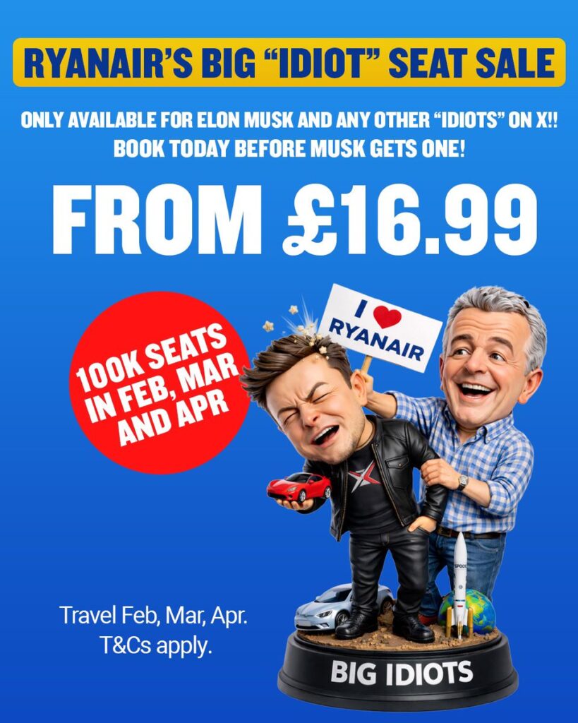 Подигравки, PR и билети от 14,99 евро: Ryanair отвърна на Илон Мъск с намаления за полети