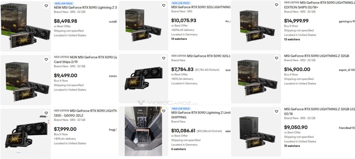 Една от най-редките версии на видеокартата GeForce RTX 5090 се появи в eBay на цени от 00 до 000