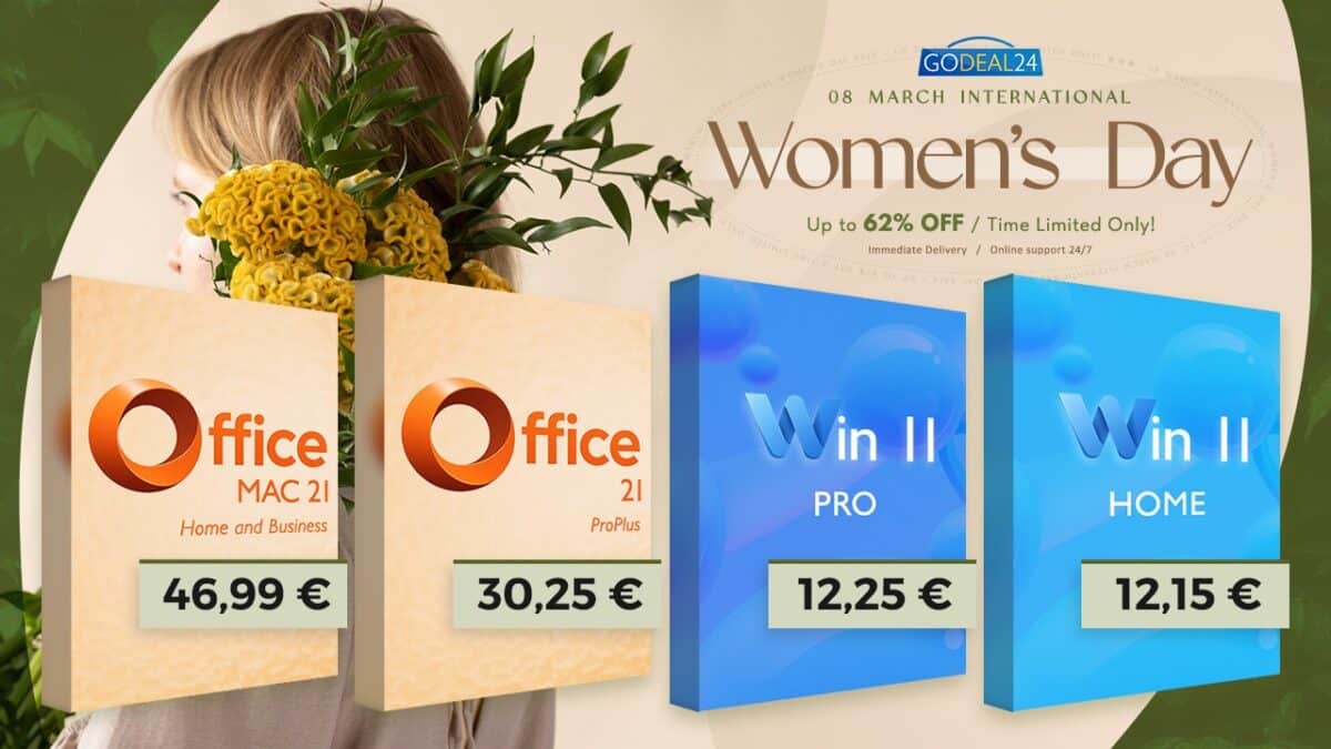 Наближава разпродажбата по случай Деня на жената: Вземете Office 2021 Pro само за 30,25 € и Windows 11 Pro за 13,25 €!