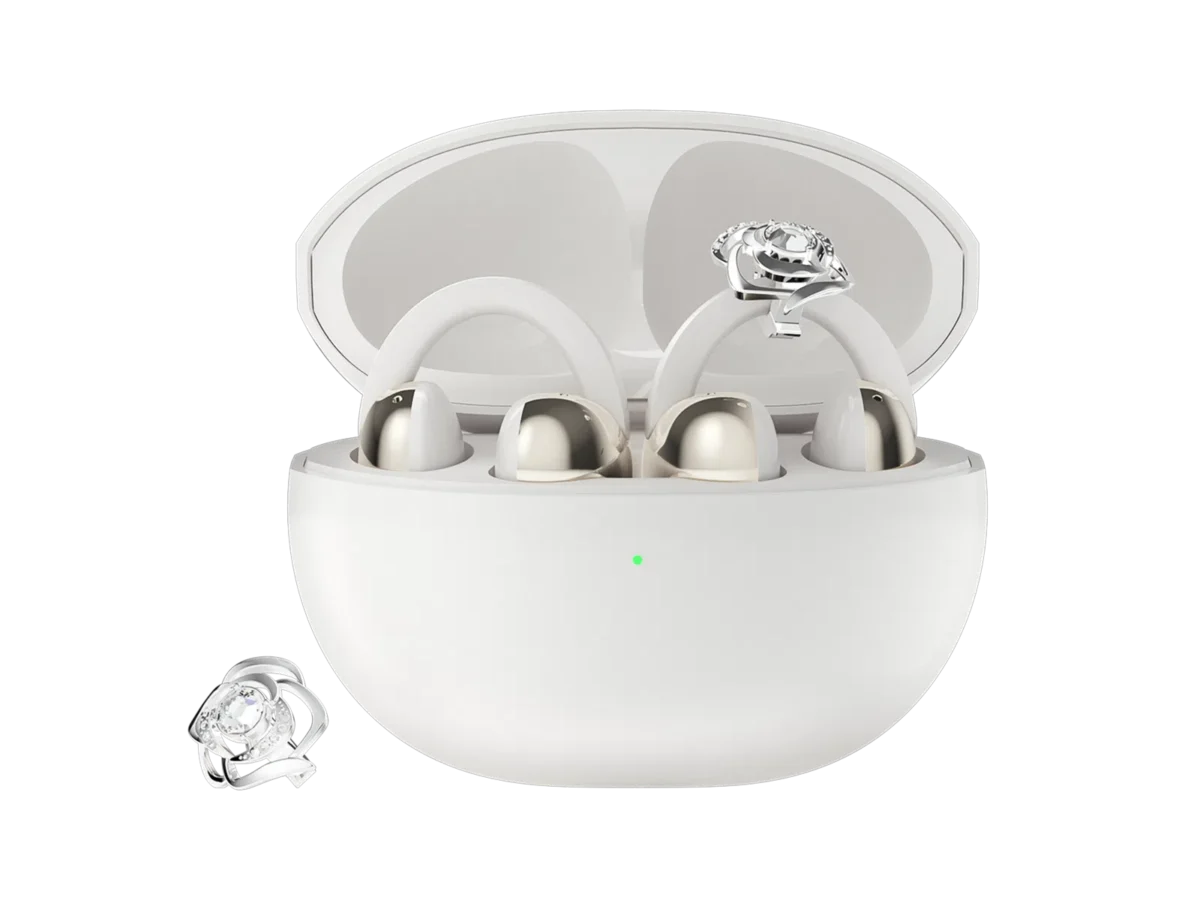 Слушалки със Swarovski? TCL показа CrystalClip – нови open-ear earbuds с 36 часа батерия