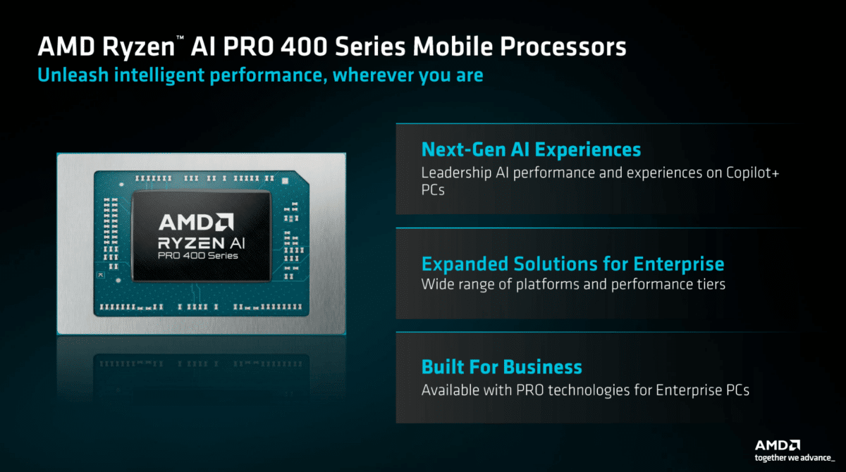 AMD представи мобилните процесори Ryzen AI Pro 400 Ryzen AI за корпоративни лаптопи и мобилни работни станции