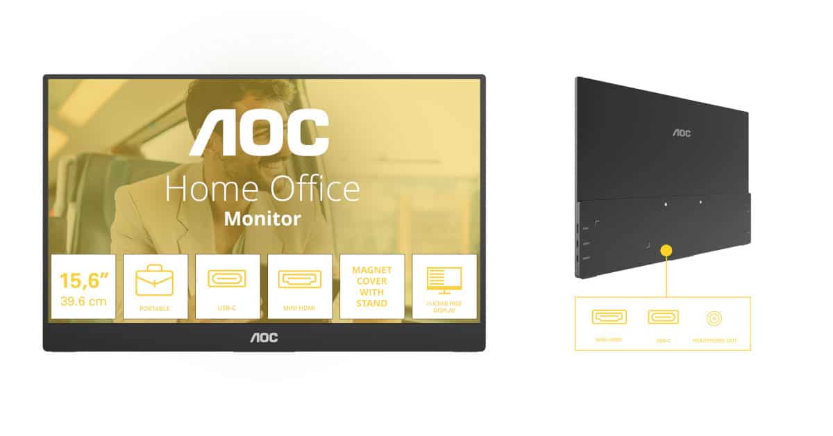 AOC 16T20E2: продуктивният преносим монитор с гъвкава свързаност и прецизен IPS панел