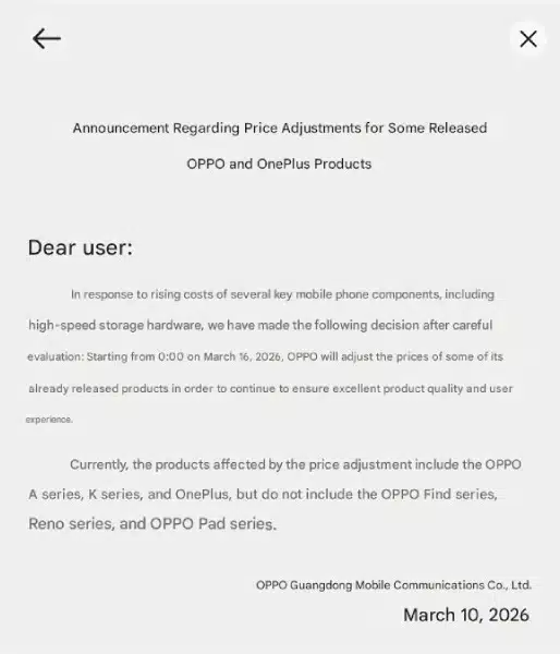 Oppo и OnePlus предупредиха за повишение на цените на редица смартфони от 16 март