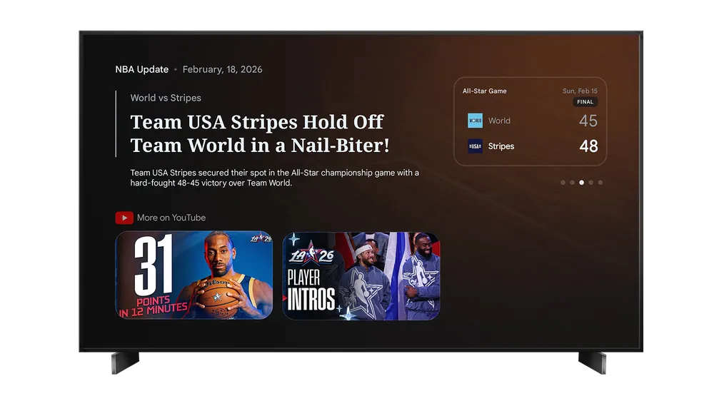 Google TV представи три нови функции на базата на Gemini: визуални отговори, задълбочени анализи и спортни обзори