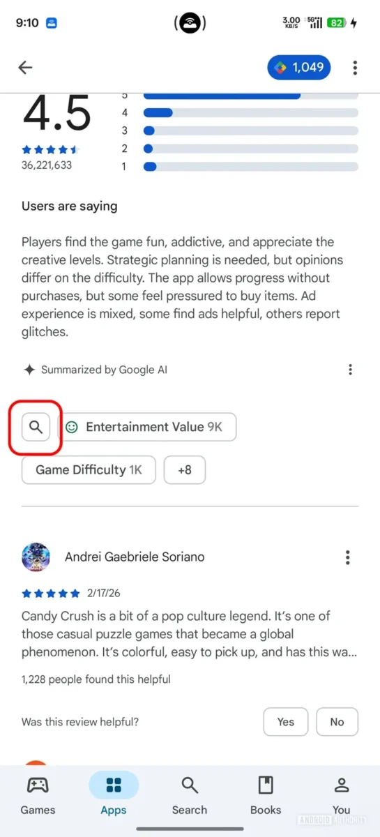 В Google Play се появи функция за търсене на реални отзиви