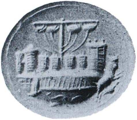 Кораб с осем кули (вероятно Сиракузия), гравиран върху скъпоценен камък