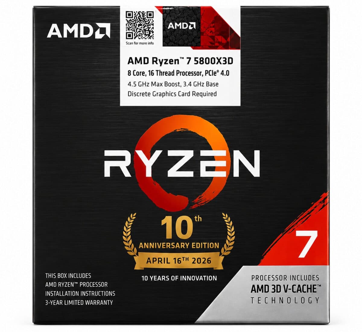 AM4 е жив! Юбилейният AMD Ryzen 7 5800X3D AM4 10th Anniversary Edition се появи в продажба за 0