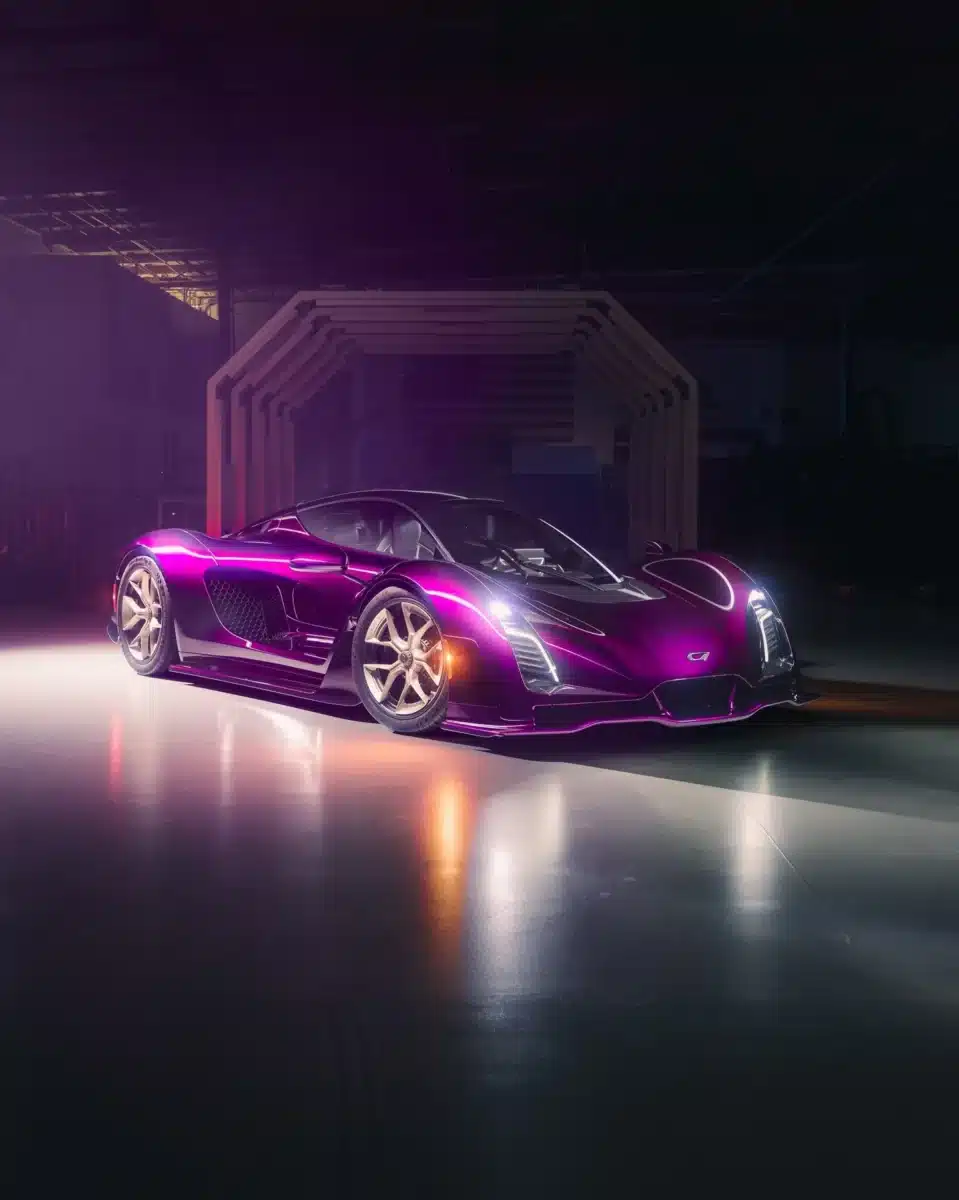 Лилавият Czinger 21C Vmax впечатлява дори на фона на екзотиката