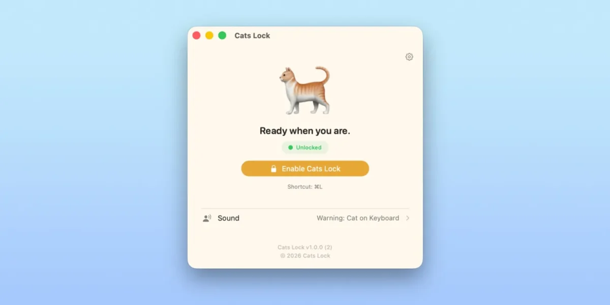 Cats Lock е забавна програма, която пази клавиатурата на вашия MacBook от котки