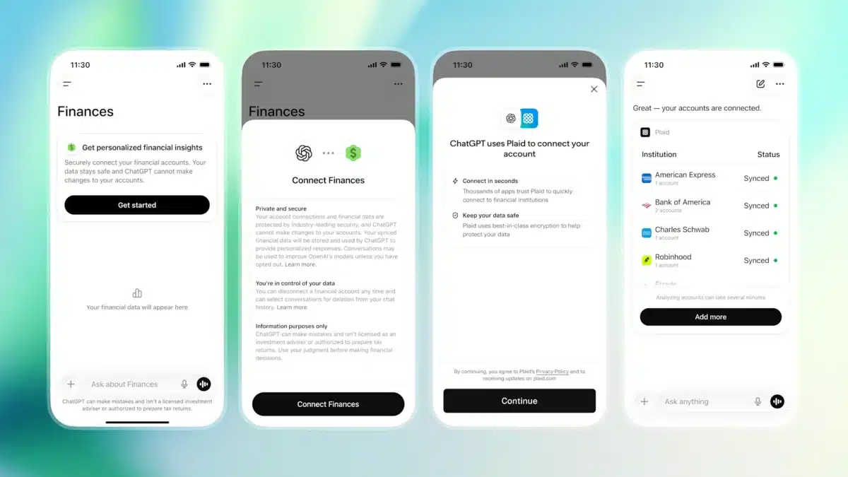 OpenAI добави в ChatGPT функция за управление на личните финанси: свързване на банкови сметки и анализ на разходите