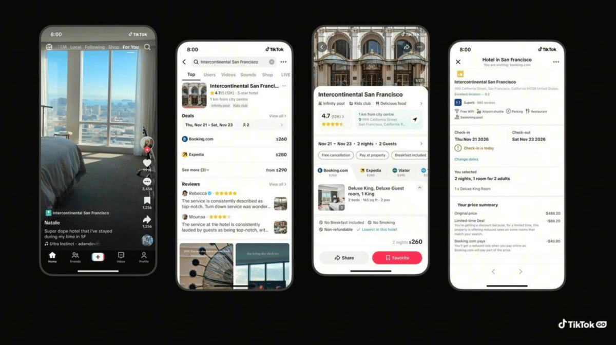 TikTok хвърли ръкавицата на Booking: резервации на пътувания и хотели директно докато гледате видеоклипове