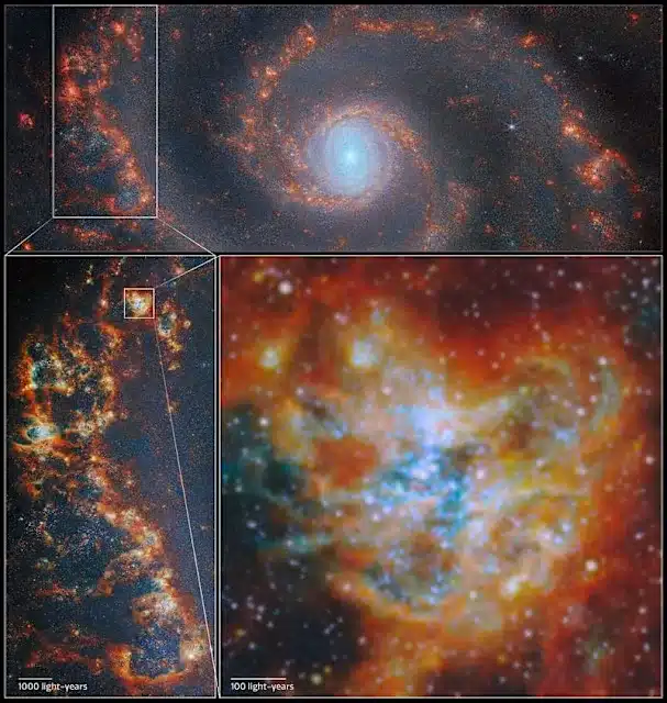 Космическа симфония от светлина: Hubble и JWST разкриват раждането на хиляди звездни купове