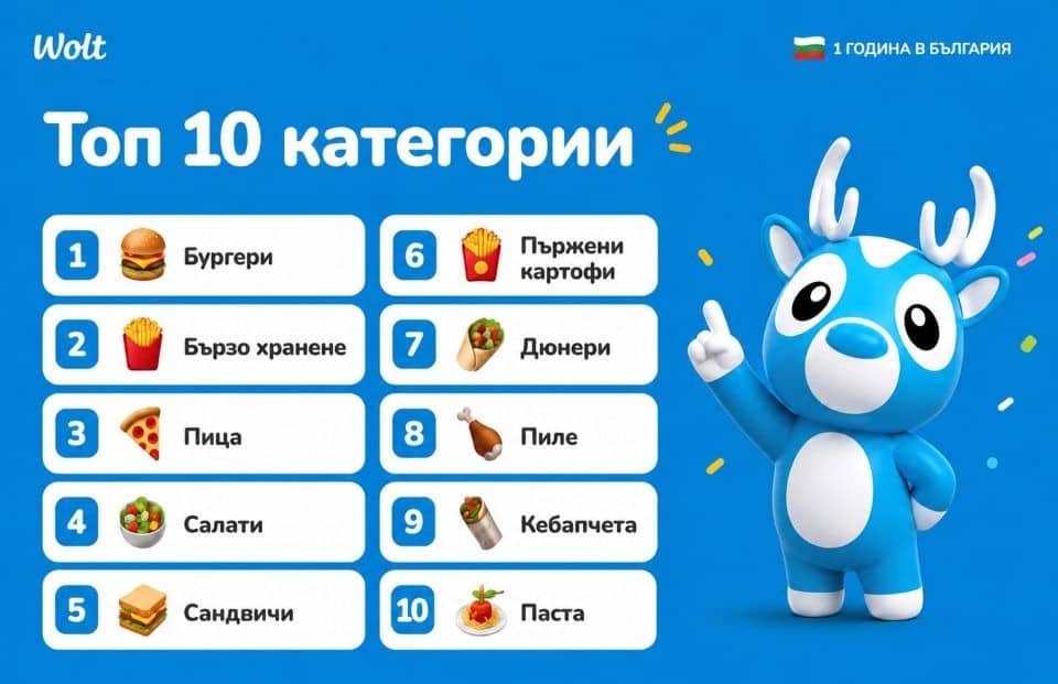 Една година Wolt в България:7 града, над половин век спестено време и нов ритъм на удобството